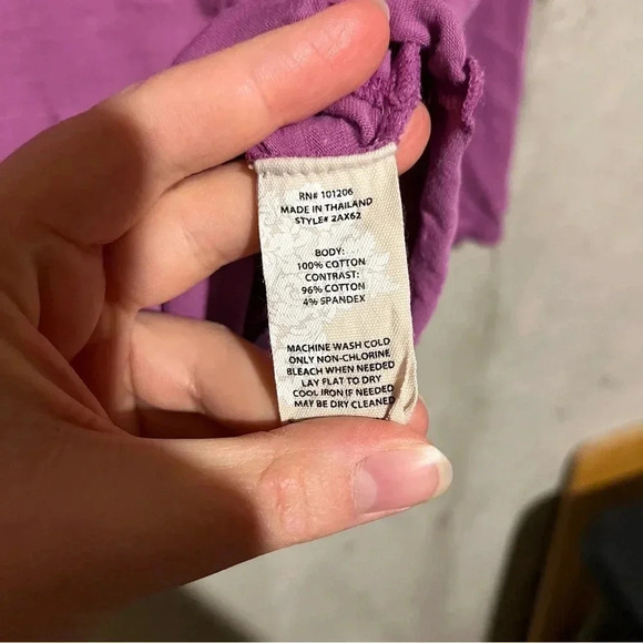 Soft Surroundings Tunic Shirt Womens M Purple V Neck Long Sleeve Charms Buttons - Picture 6 of 9